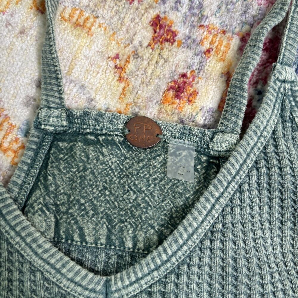 Free People One Frankie Waffle Jumpsuit Green - Picture 5 of 6